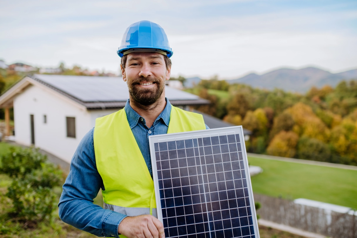 Voltira professional solar installer working on residential solar system in Melbourne